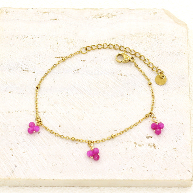 Wholesale Gold Plated Stainless Steel Freshwater Natural Stone Bracelet